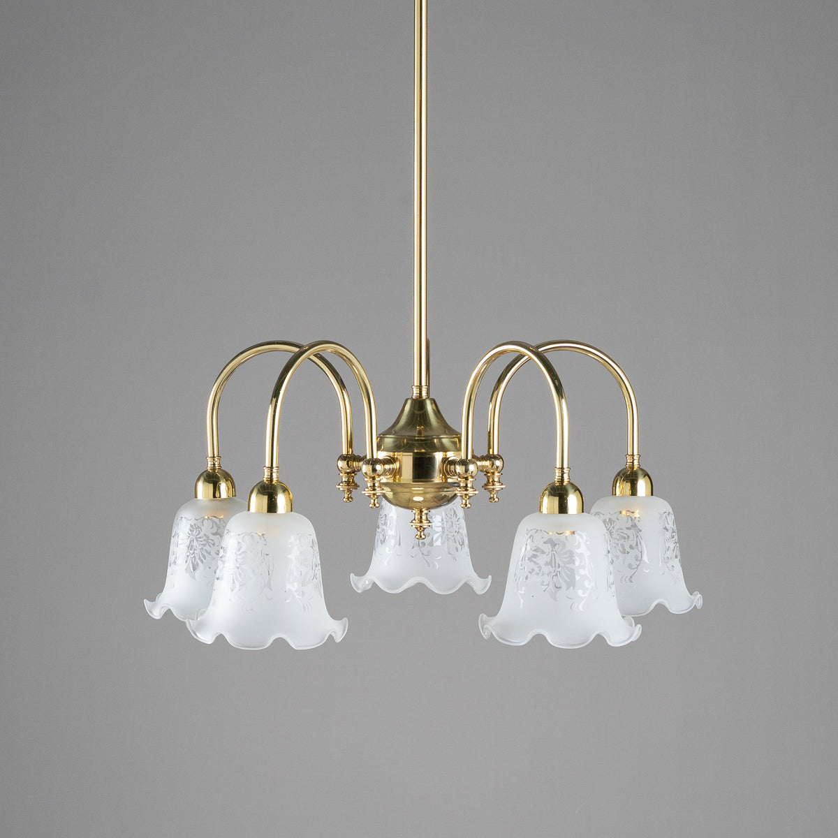 Luke 5 Light Pendant With 5008 Shades Arms Down