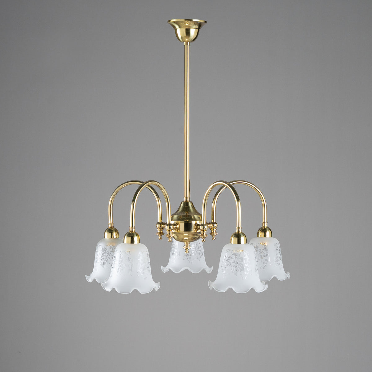 Luke 5 Light Pendant With 5008 Shades Arms Down