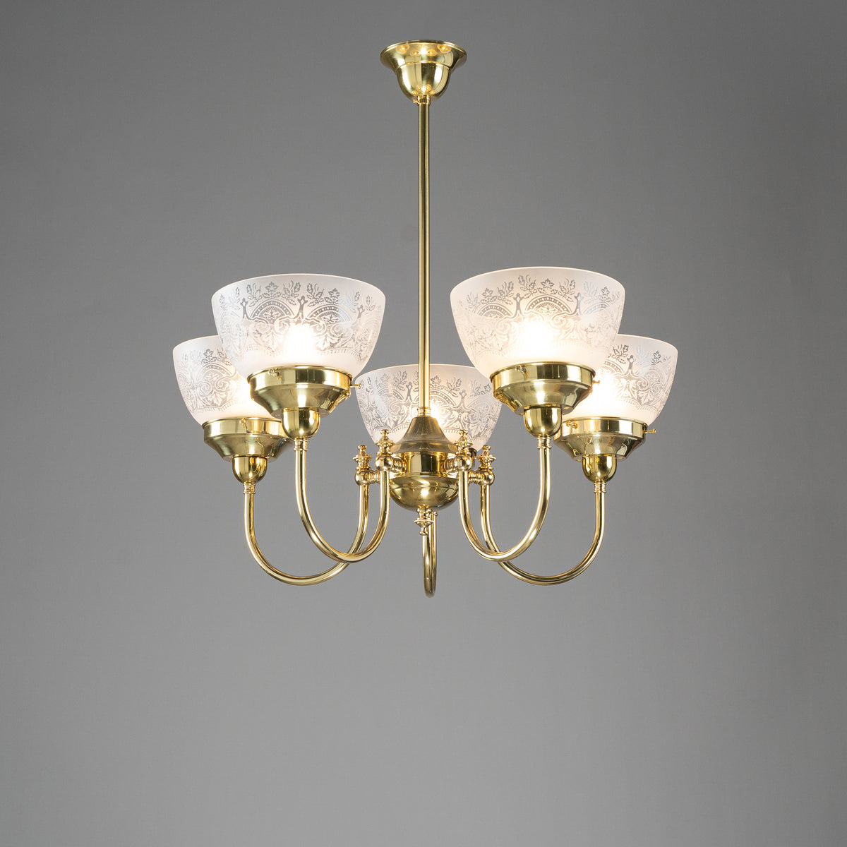 Luke 5 Light Pendant With Keon Shades - Arms Up