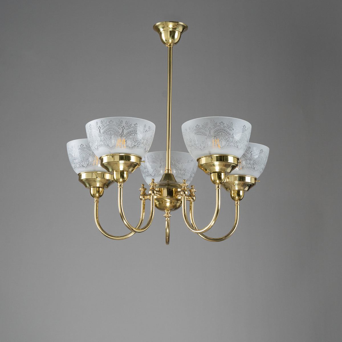 Luke 5 Light Pendant With Keon Shades - Arms Up