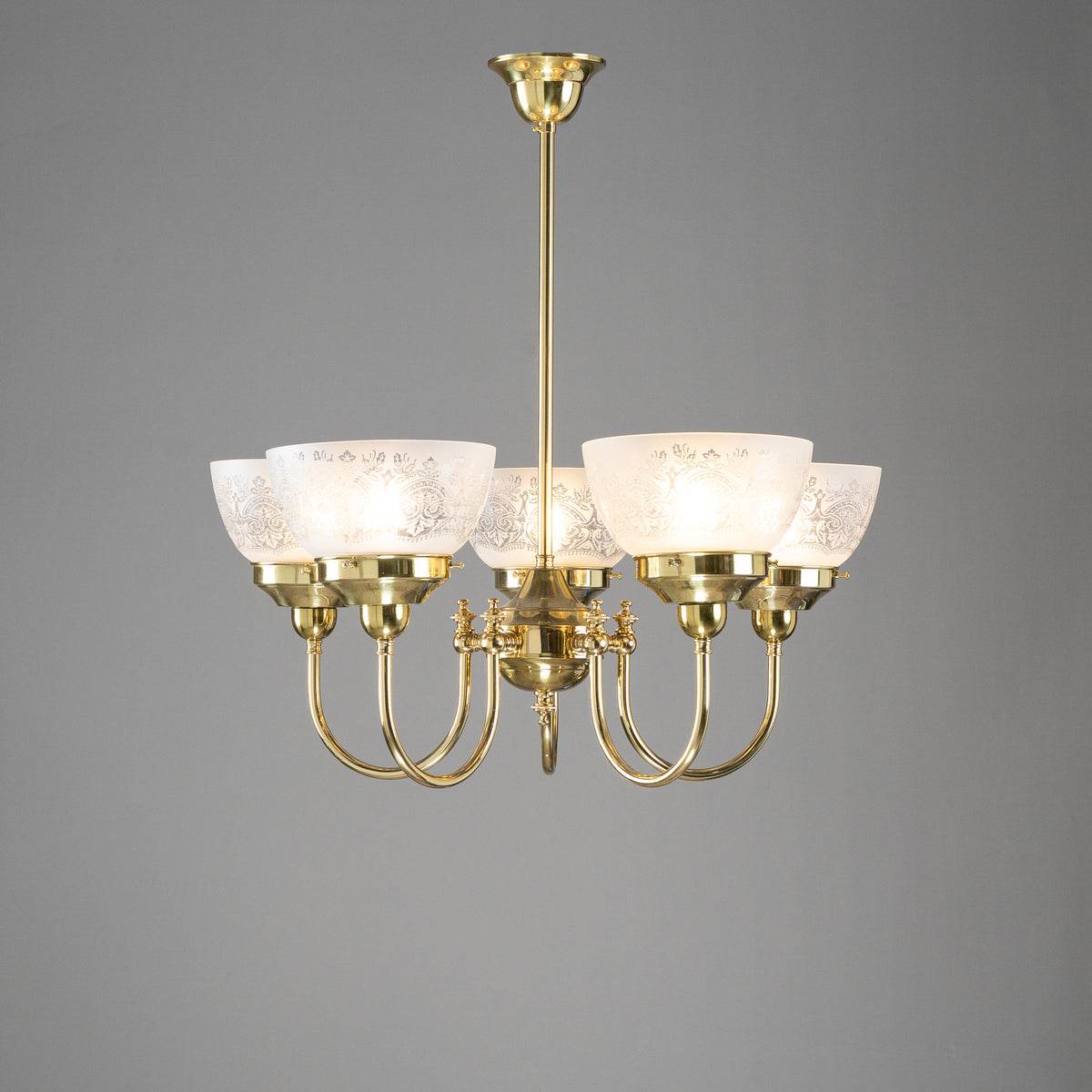 Luke 5 Light Pendant With Keon Shades - Arms Up