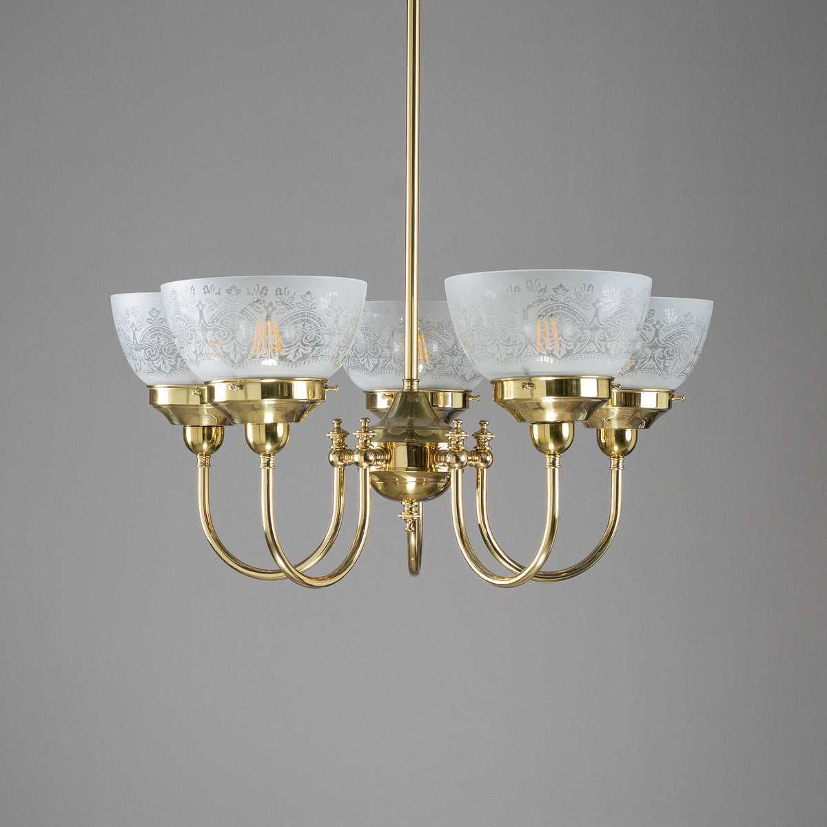 Luke 5 Light Pendant With Keon Shades - Arms Up