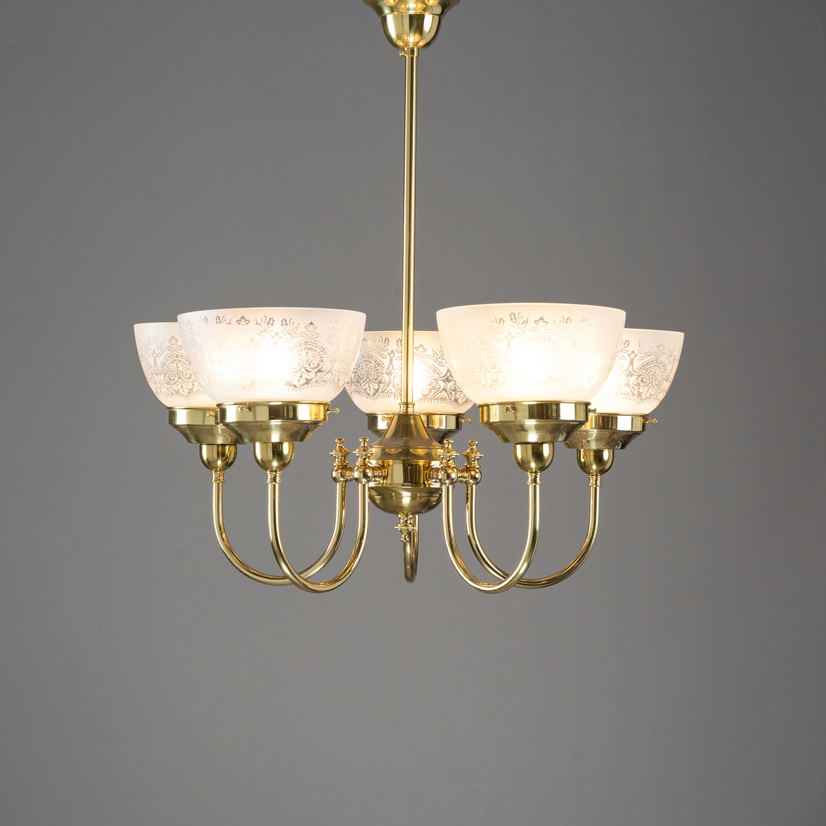 Luke 5 Light Pendant With Keon Shades - Arms Up