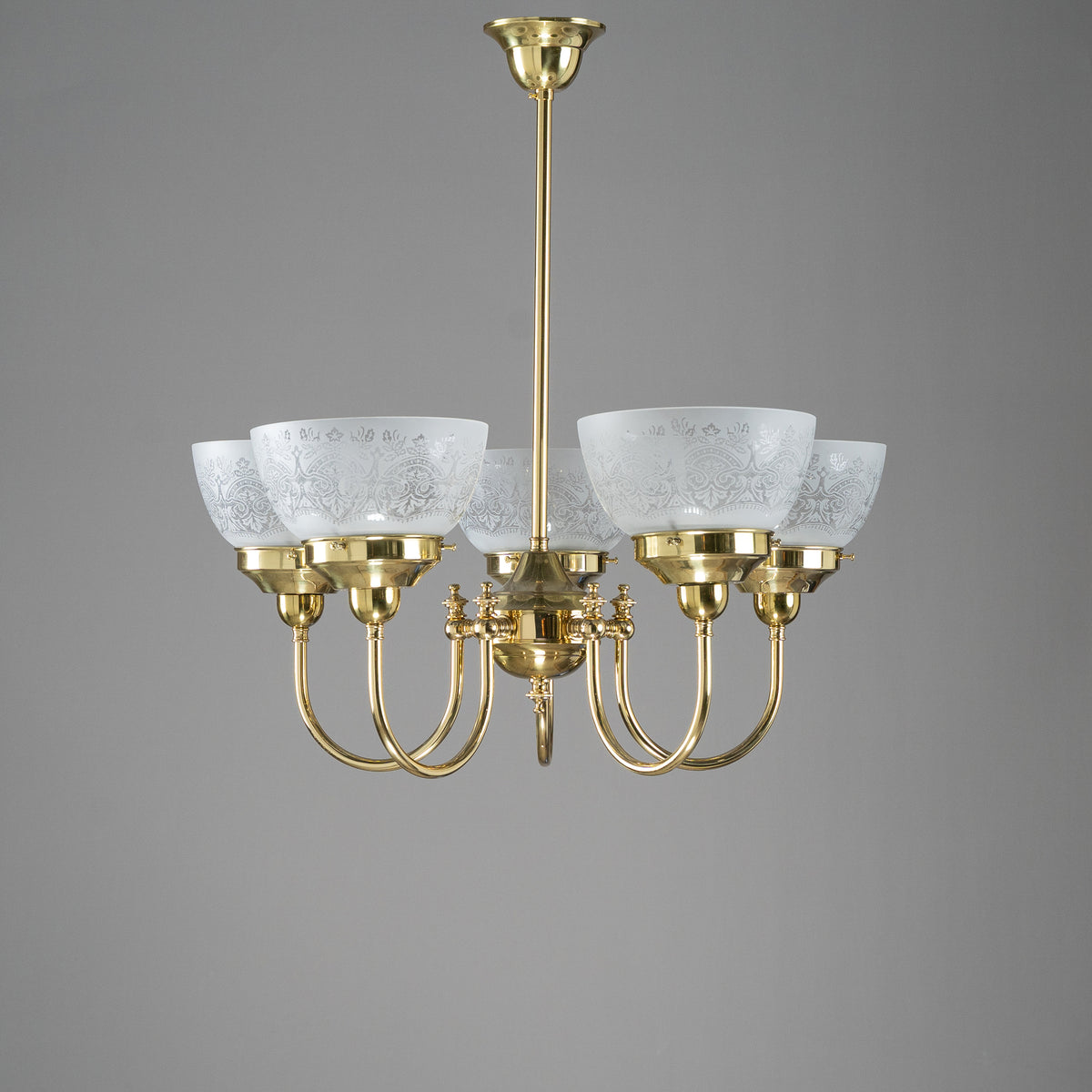 Luke 5 Light Pendant With Keon Shades - Arms Up