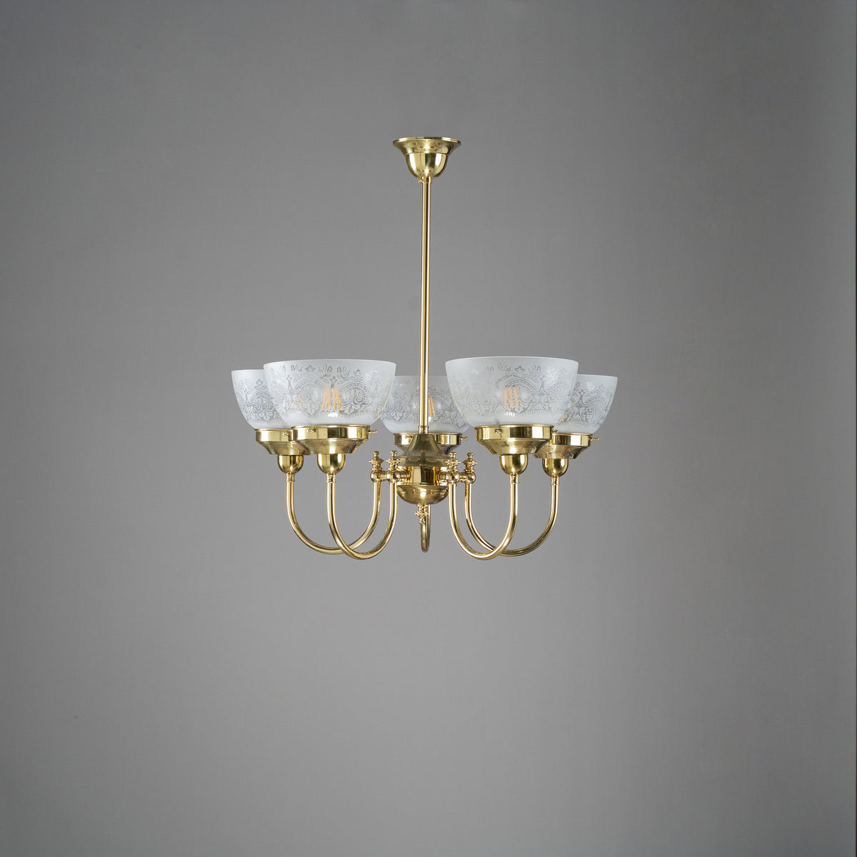 Luke 5 Light Pendant With Keon Shades - Arms Up