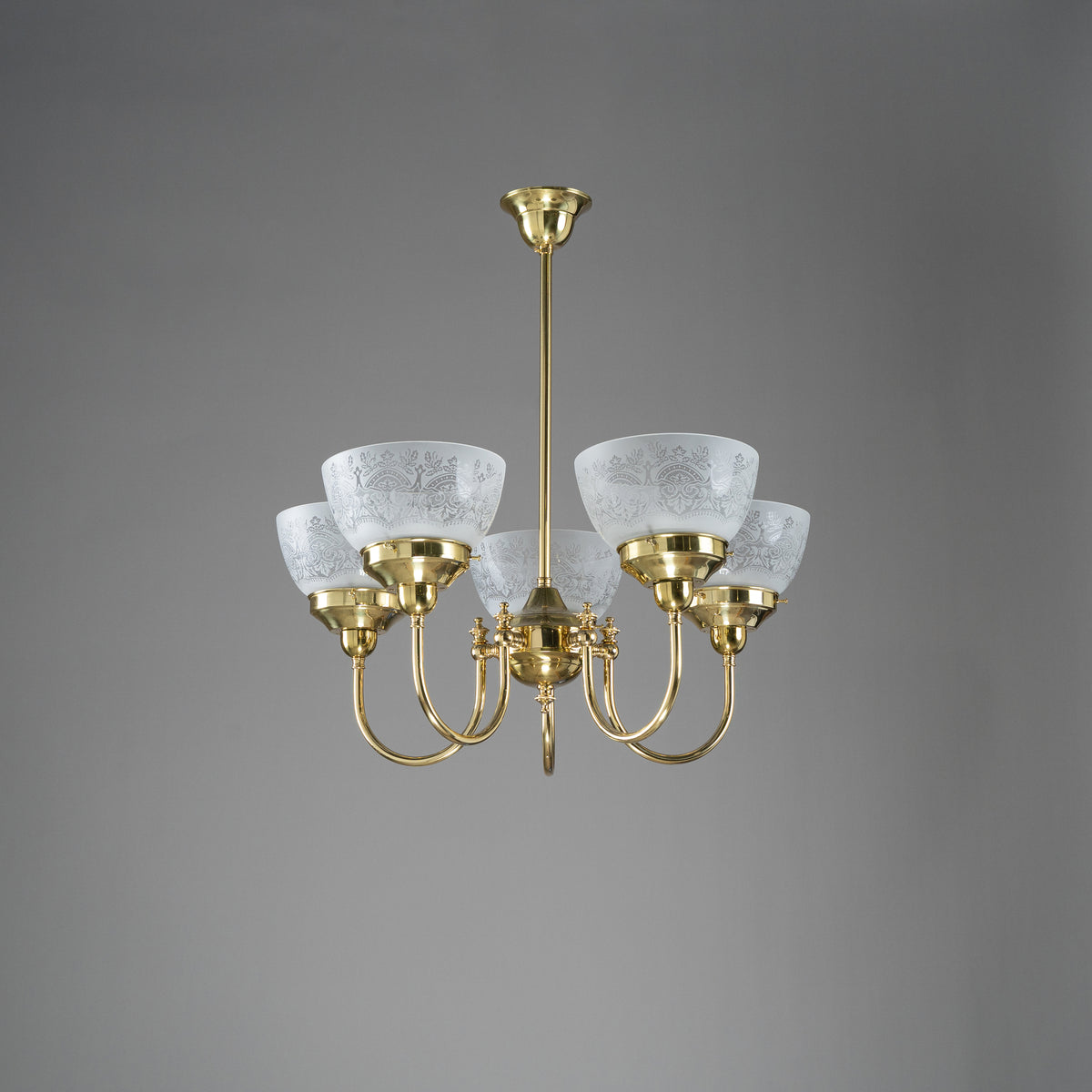 Luke 5 Light Pendant With Keon Shades - Arms Up