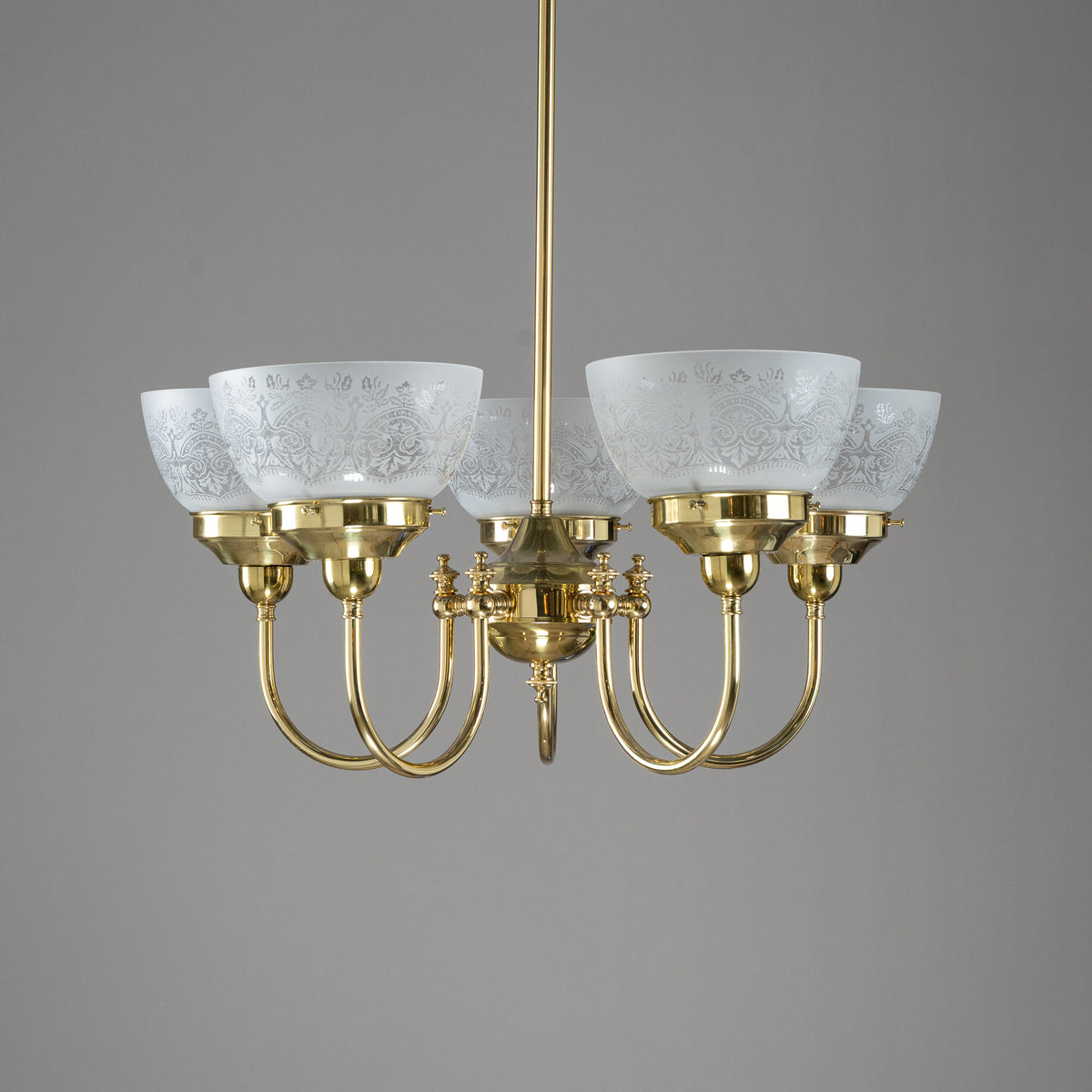 Luke 5 Light Pendant With Keon Shades - Arms Up