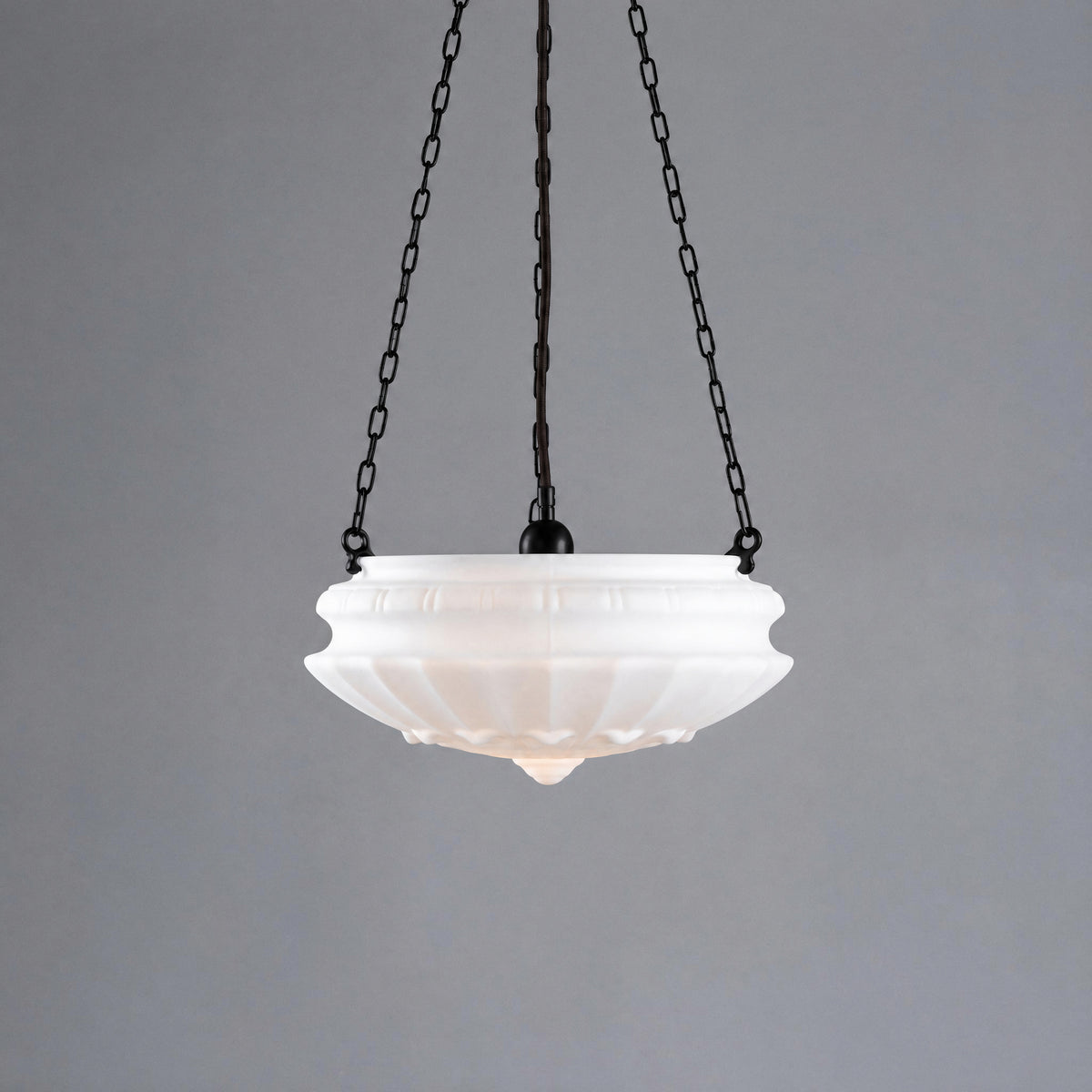 Chelsea 14" Shade on 3 Chain Suspension, Patina