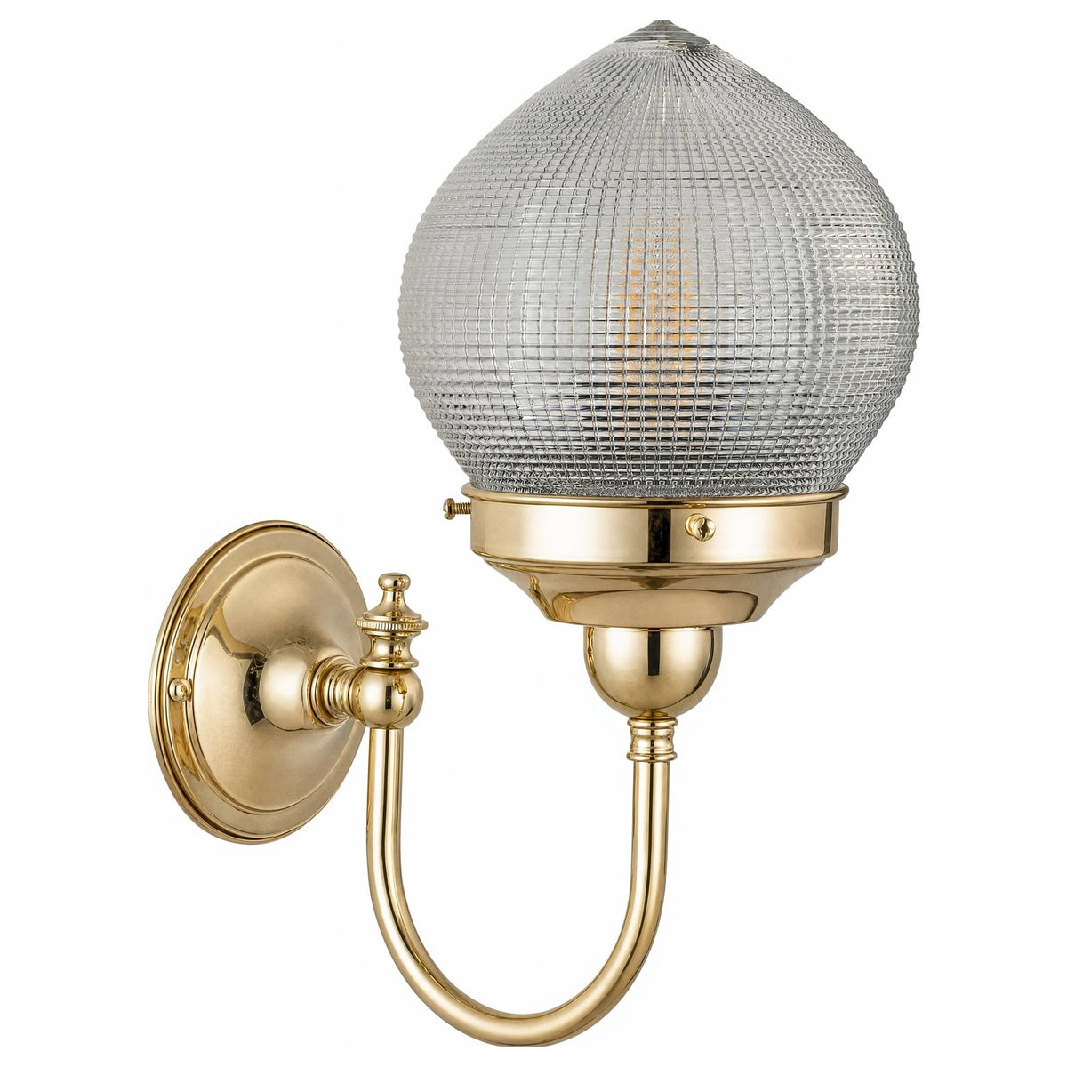 Teardrop Hallophane 6" on Loxton Wall Bracket, Polished Brass
