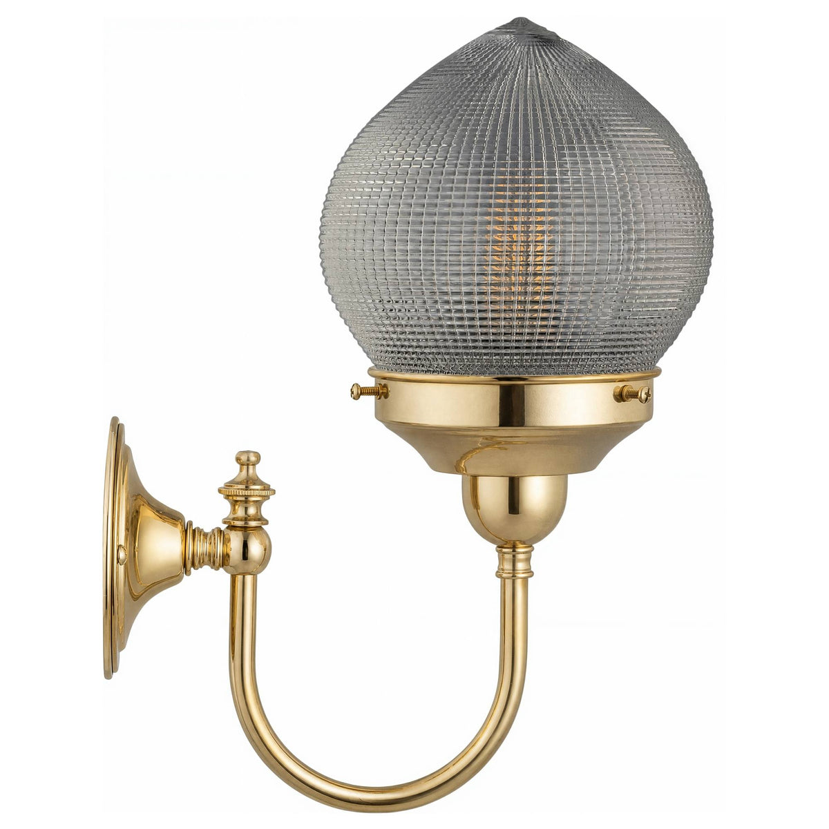 Teardrop Hallophane 6" on Loxton Wall Bracket, Polished Brass