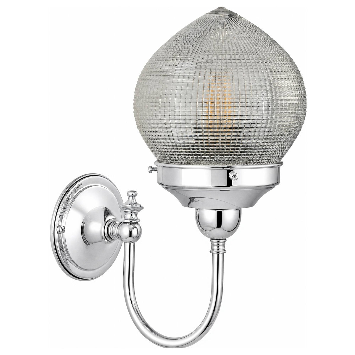 Teardrop Hallophane 6" on Loxton Wall Bracket, Chrome