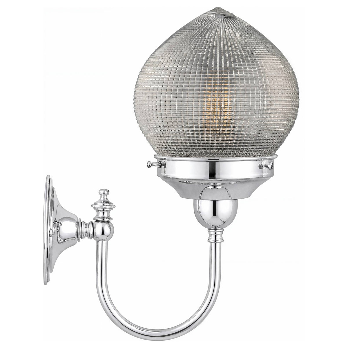 Teardrop Hallophane 6" on Loxton Wall Bracket, Chrome