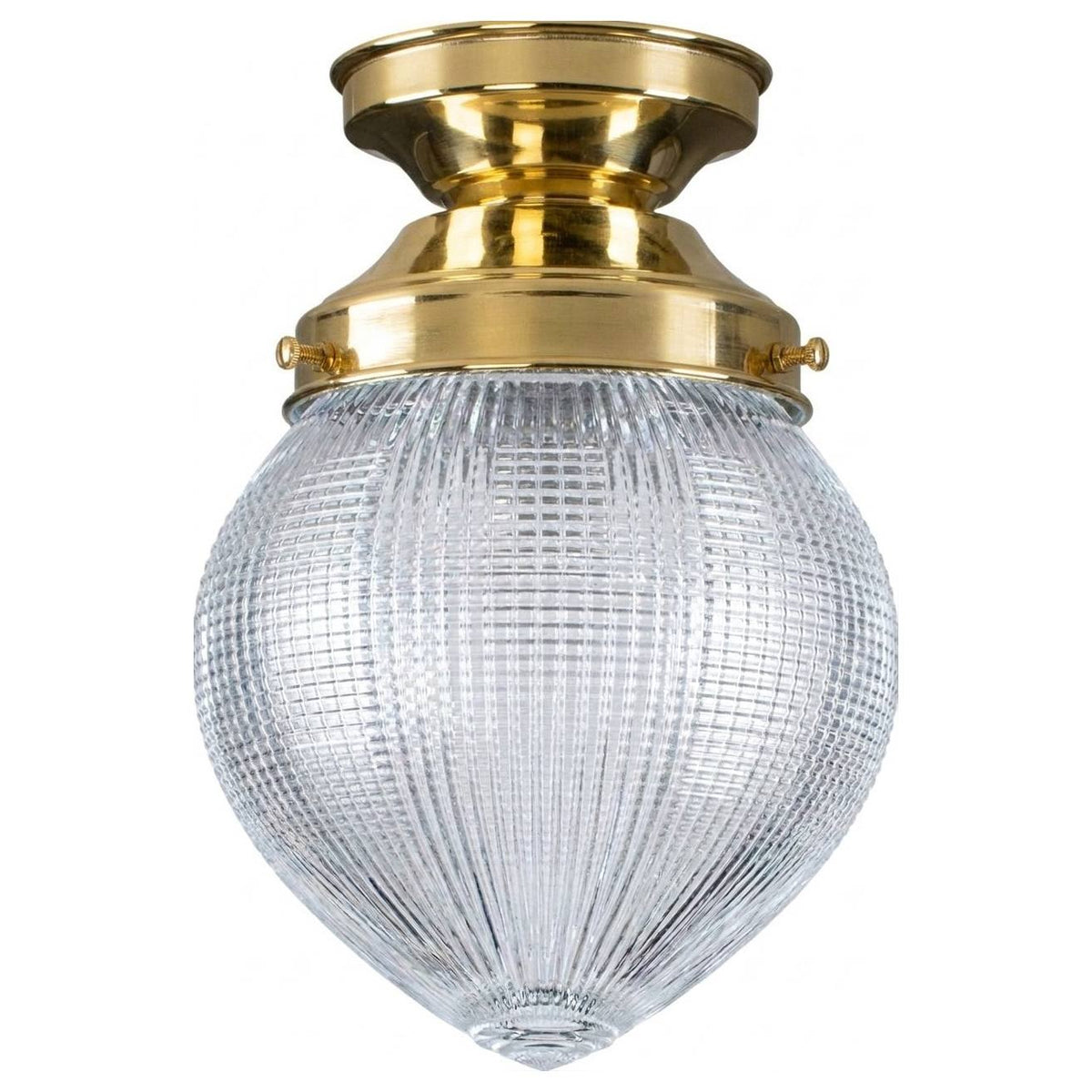 6" Teardrop Hallophane Batten Fix, Polished Brass