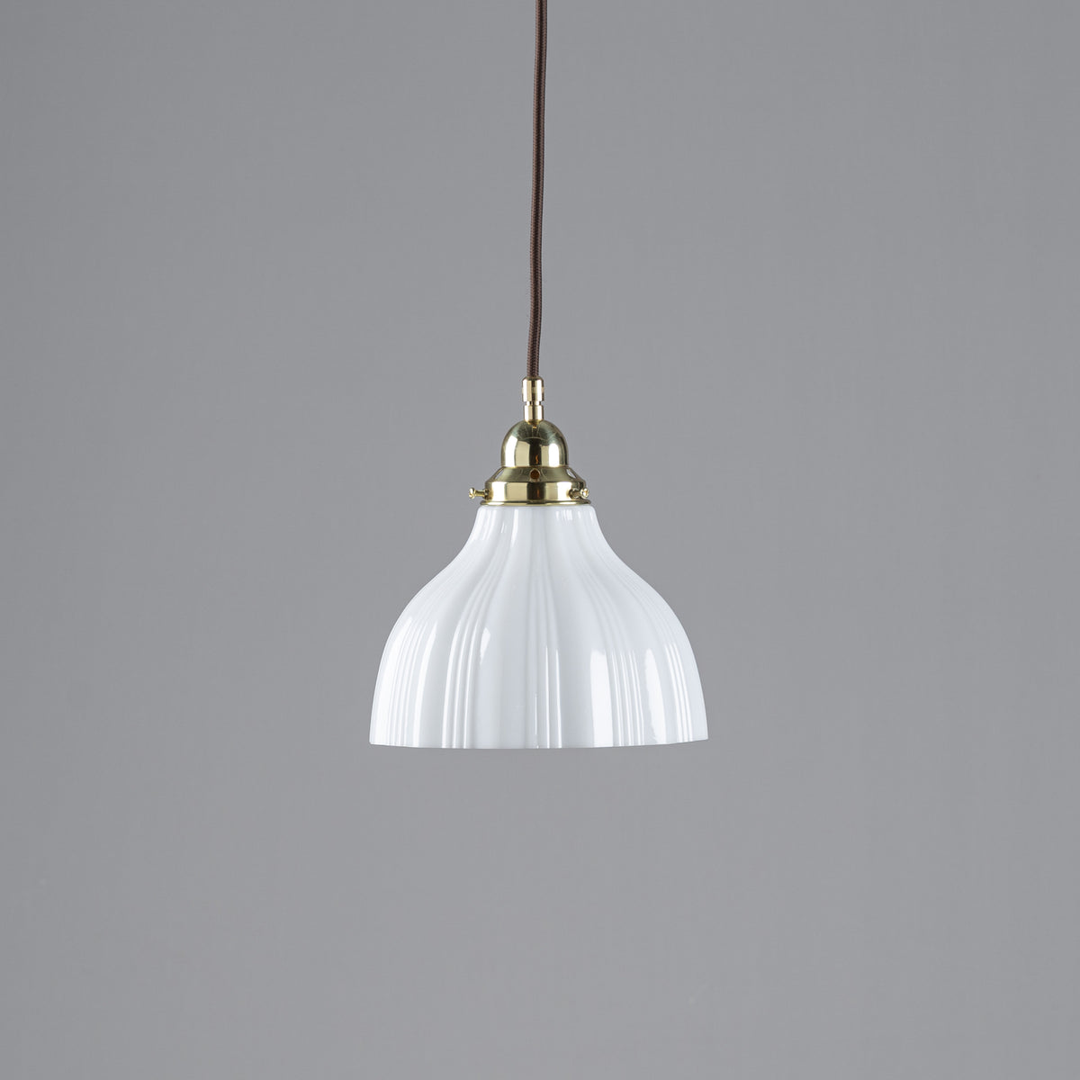 Railway Large Cloth Cord Suspension, Polished Brass