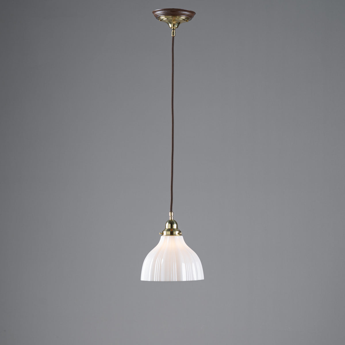Railway Large Cloth Cord Suspension, Polished Brass