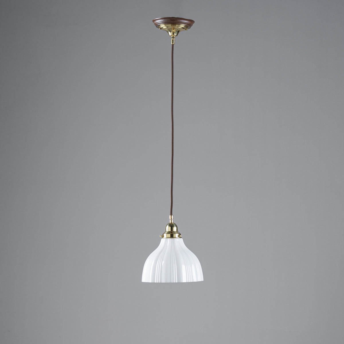 Railway Large Cloth Cord Suspension, Polished Brass