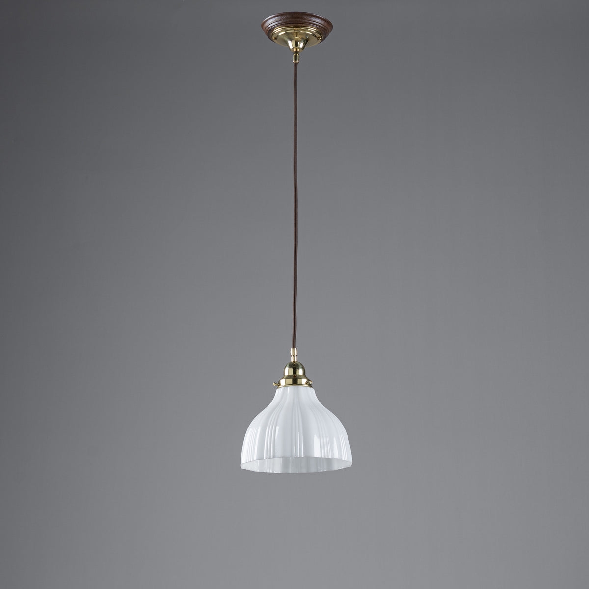Railway Large Cloth Cord Suspension, Polished Brass
