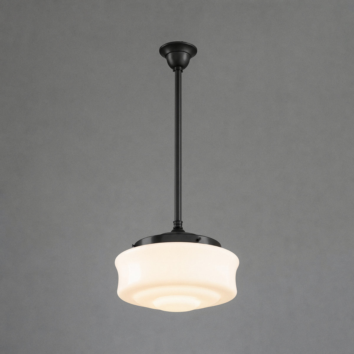 Elwood 12'' Opal Gloss Glass on 3/4'' x 1/2m Rod Set - Patina