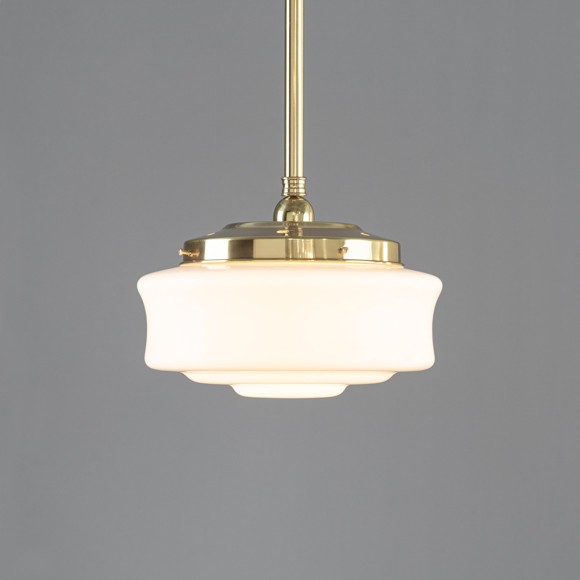 Elwood 12'' Opal Gloss Glass on 3/4'' x 1/2m Rod Set - Polished Brass