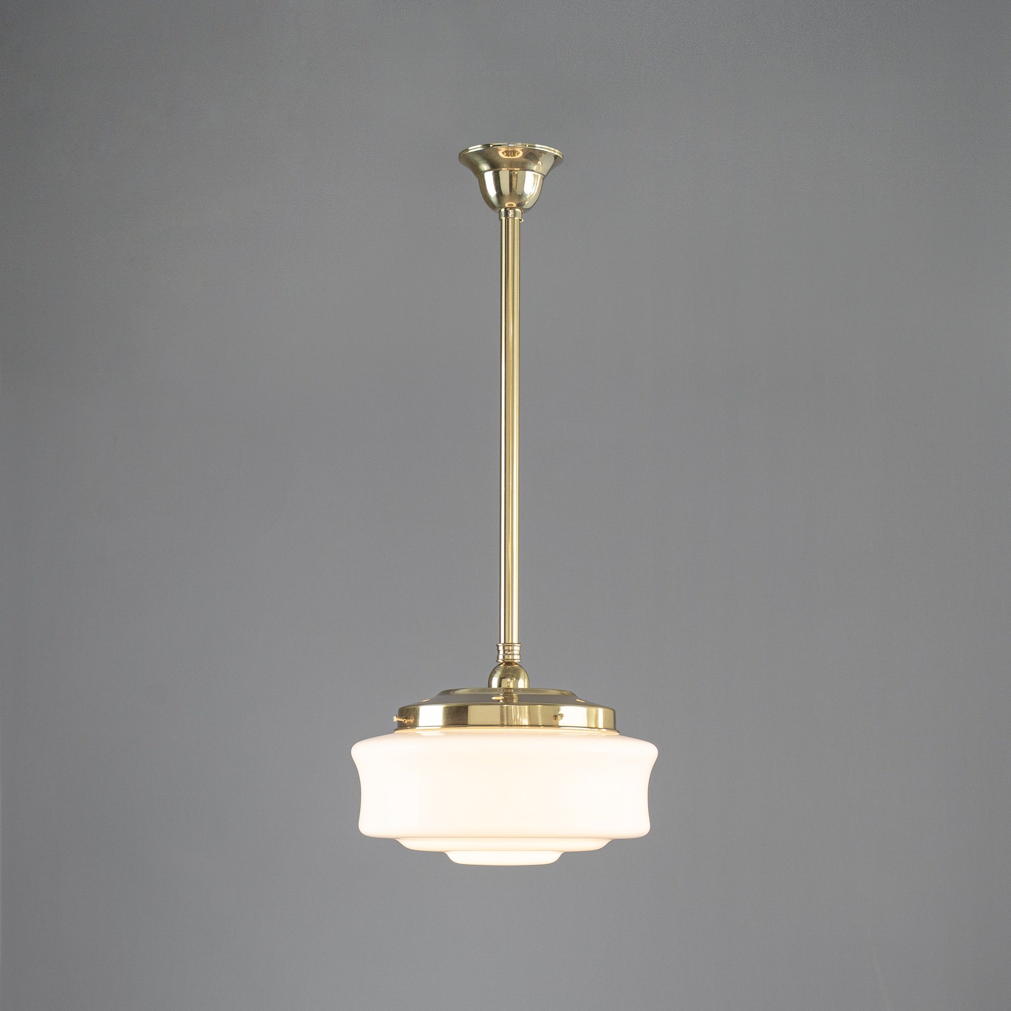 Elwood 12'' Opal Gloss Glass on 3/4'' x 1/2m Rod Set - Polished Brass