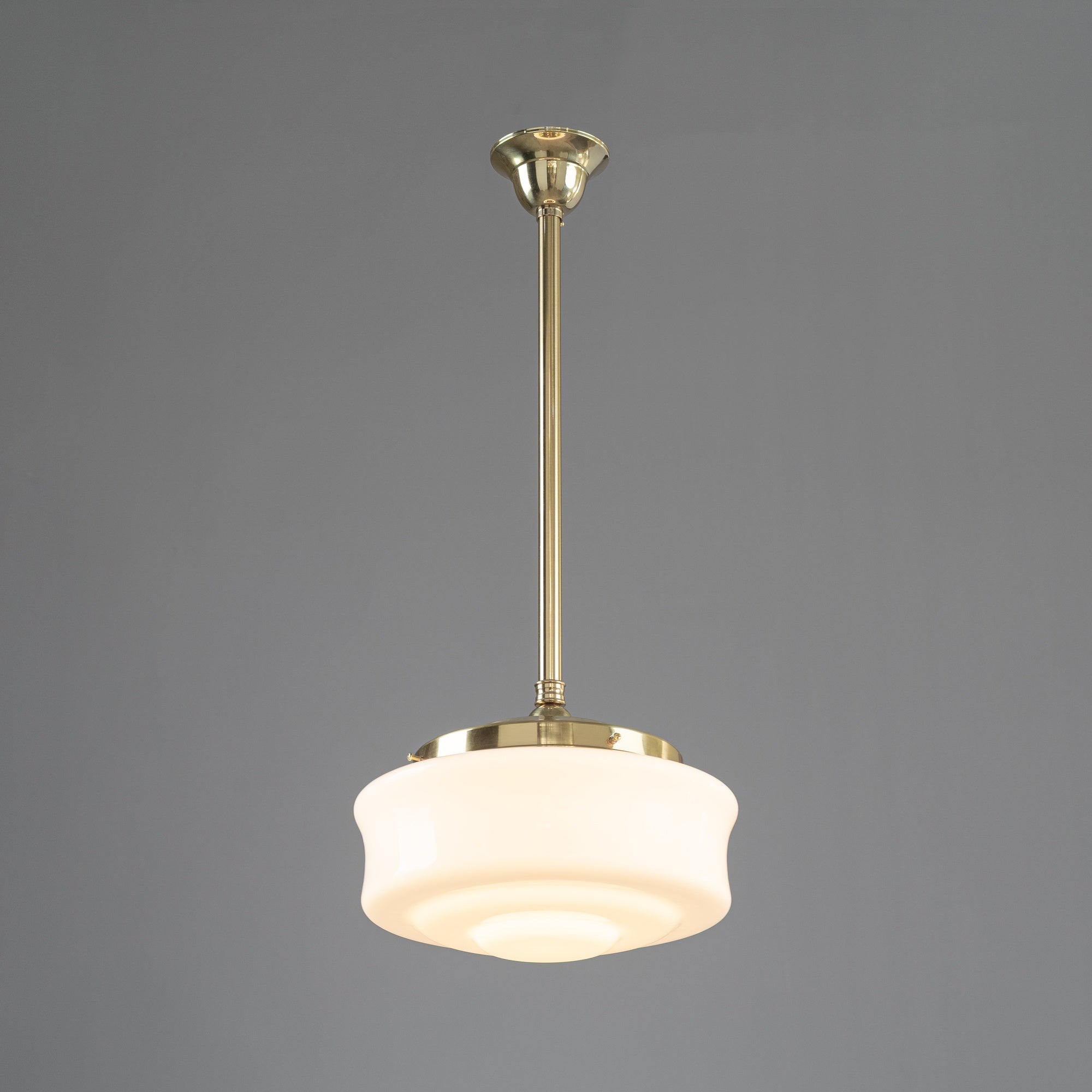 Elwood 12'' Opal Gloss Glass on 3/4'' x 1/2m Rod Set - Polished Brass