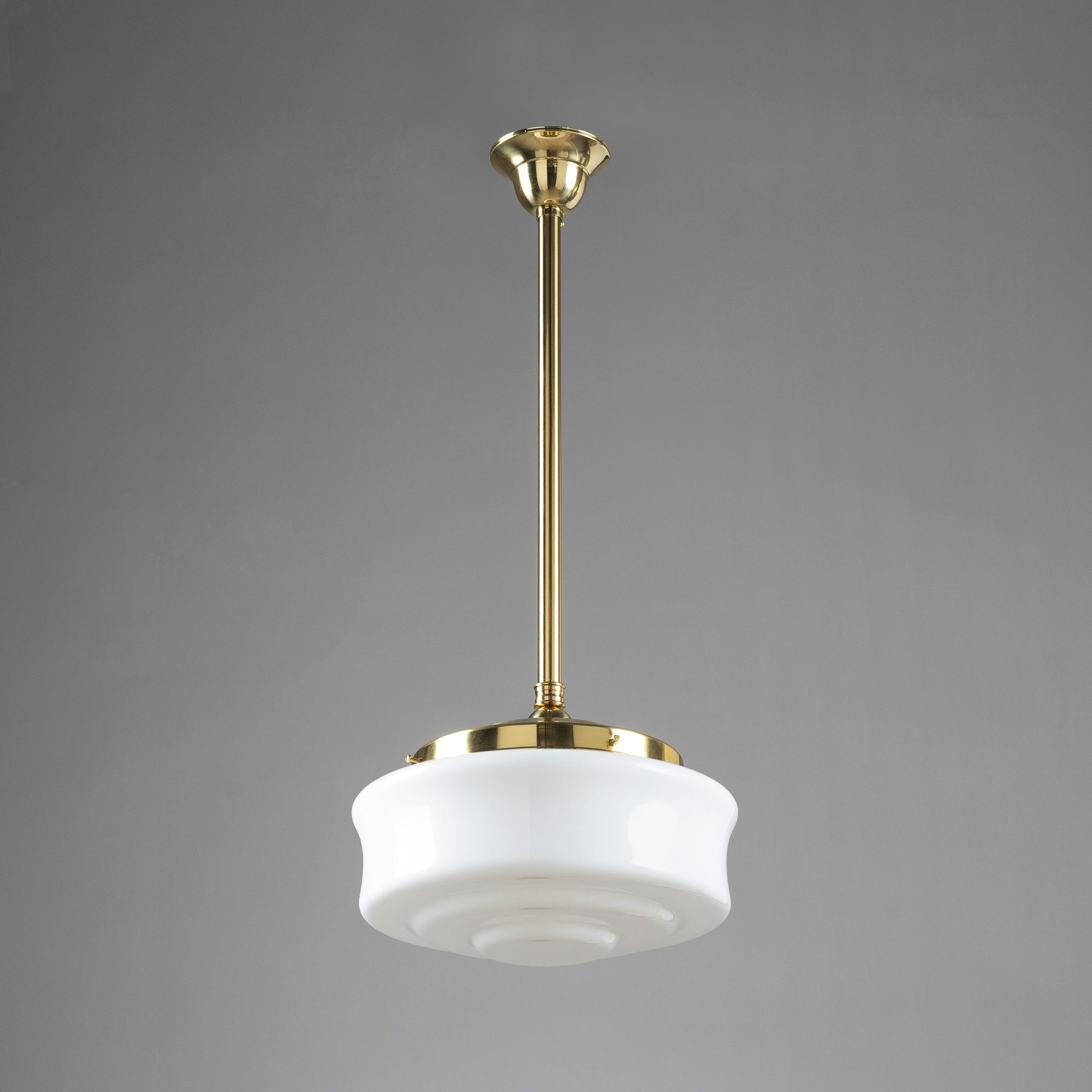Elwood 12'' Opal Gloss Glass on 3/4'' x 1/2m Rod Set - Polished Brass