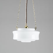 Elwood 12" Opal Gloss Glass on 3 Chain Suspension, Polished Brass