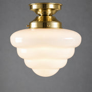 Beehive Opal Gloss Glass Batten Fix, Polished Brass