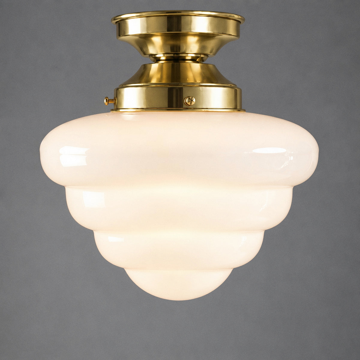 Beehive Opal Gloss Glass Batten Fix, Polished Brass