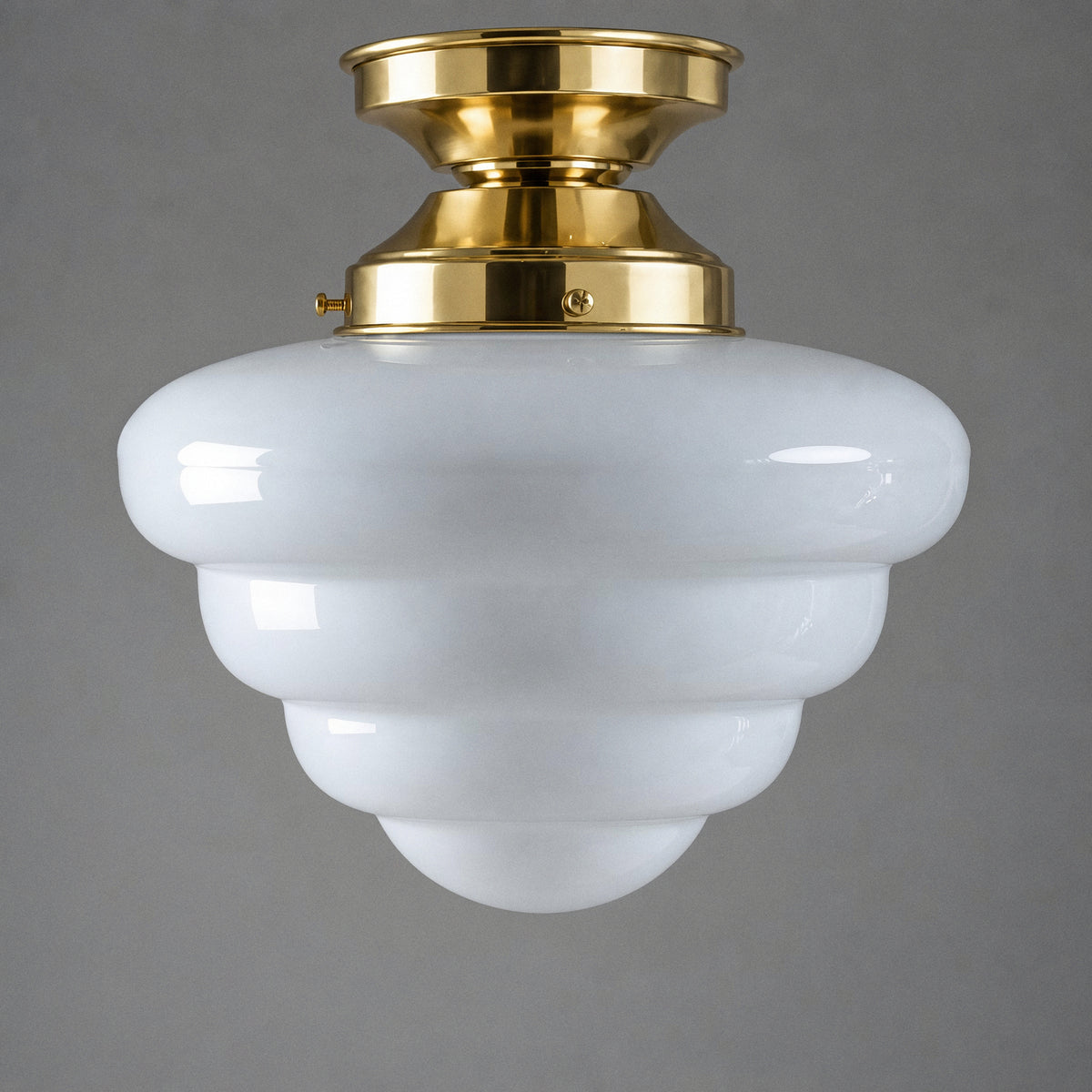 Beehive Opal Gloss Glass Batten Fix, Polished Brass