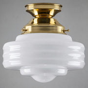 Detroit 8" Opal Gloss Glass Batten Fix, Polished Brass