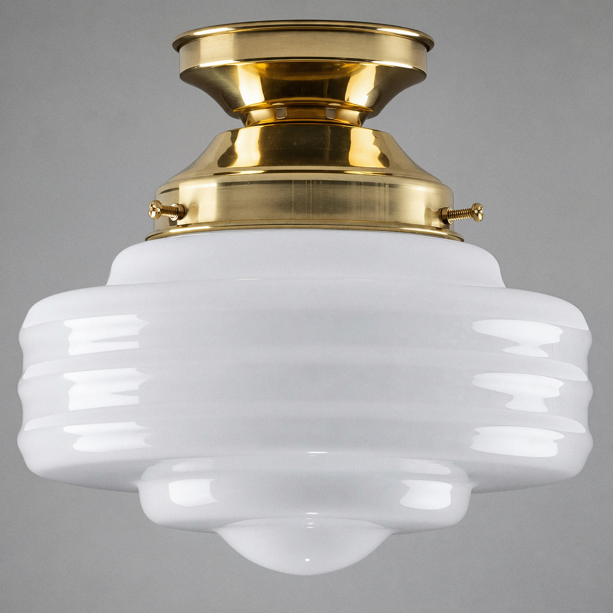 Detroit 8" Opal Gloss Glass Batten Fix, Polished Brass