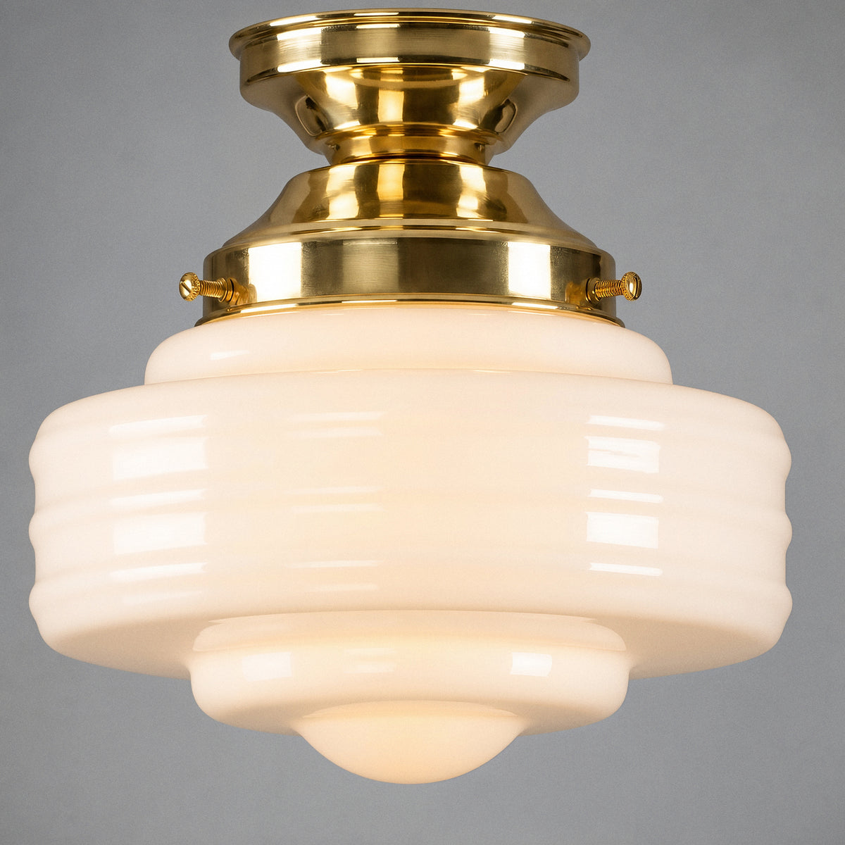 Detroit 8" Opal Gloss Glass Batten Fix, Polished Brass