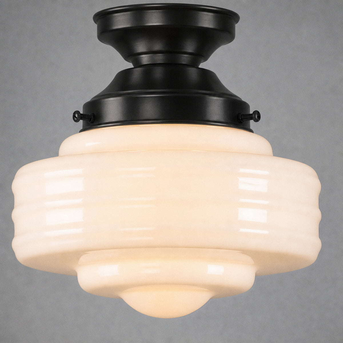 Detroit 8" Opal Gloss Glass Batten Fix, Patina