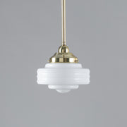 Detroit 8" Opal Gloss Glass on Rod Set 1/2" 1/2m, Polished Brass