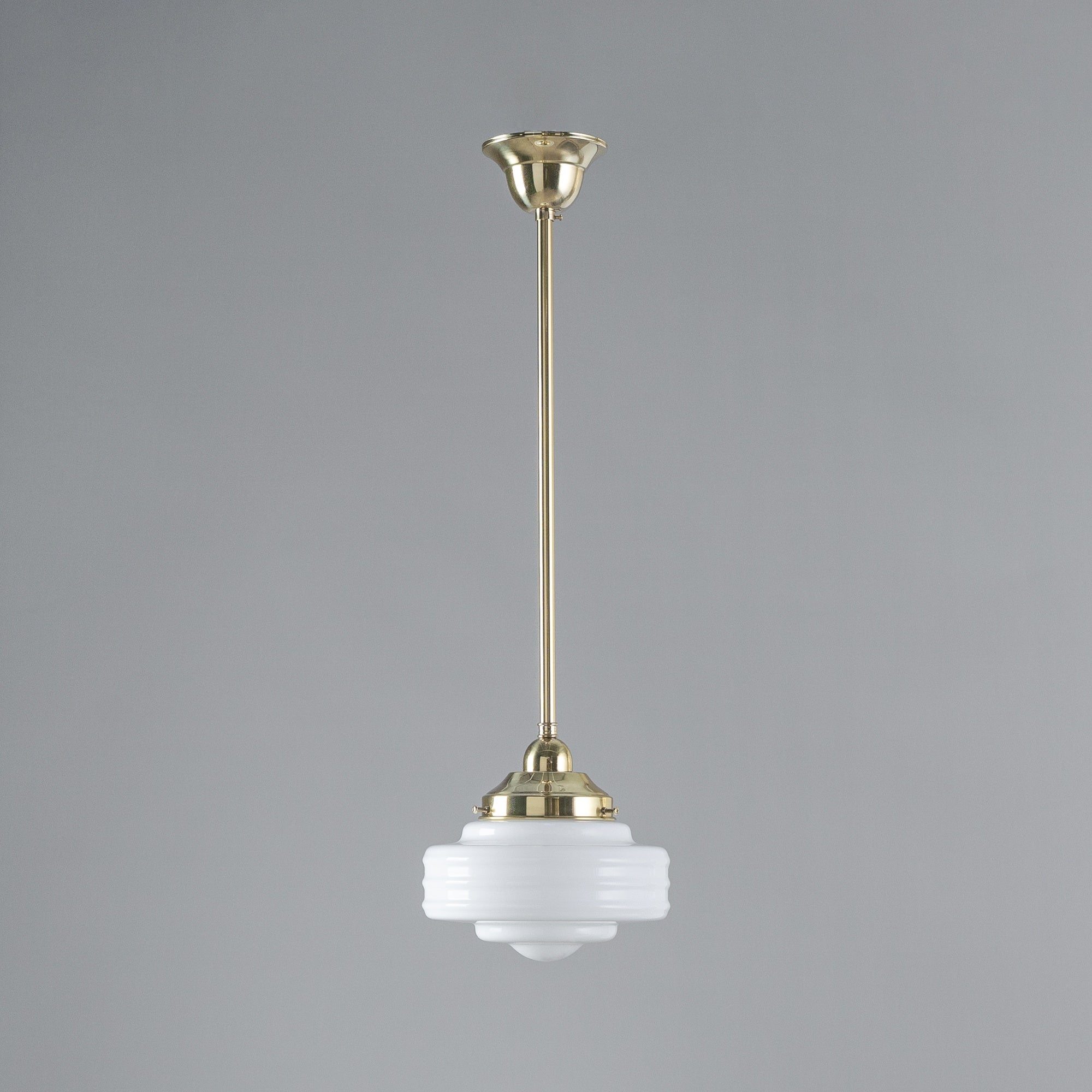 Detroit 8" Opal Gloss Glass on Rod Set 1/2" 1/2m, Polished Brass