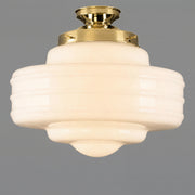 Detroit 14" Opal Gloss Glass Batten Fix, Polished Brass