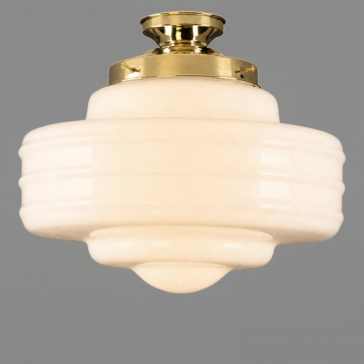 Detroit 14" Opal Gloss Glass Batten Fix, Polished Brass