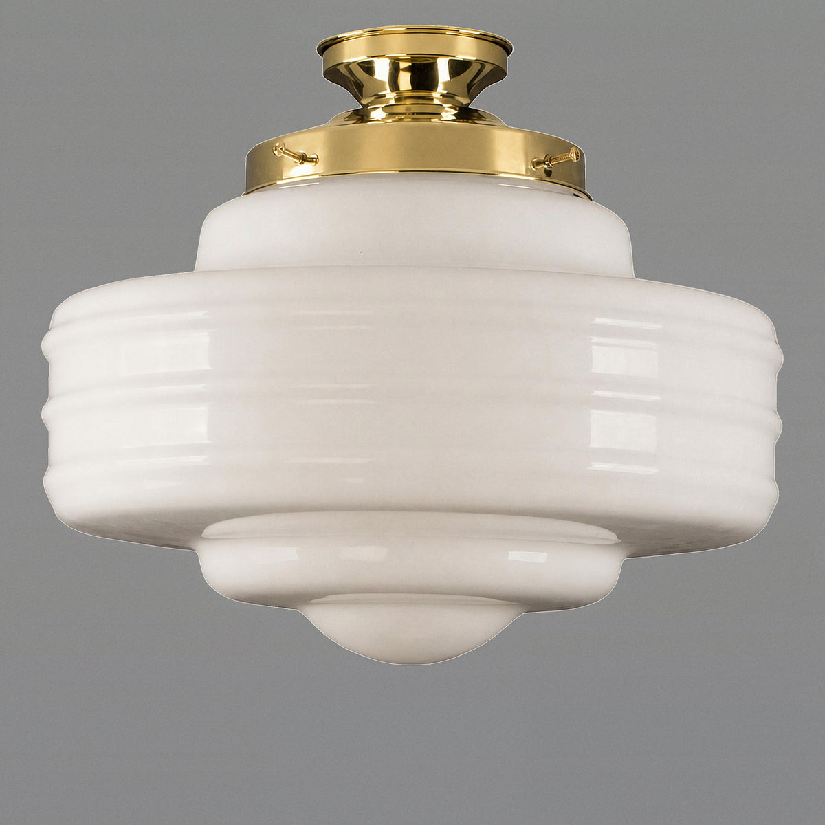 Detroit 14" Opal Gloss Glass Batten Fix, Polished Brass