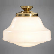 Lincoln Schoolhouse Opal Gloss Glass Batten Fix, Polished Brass