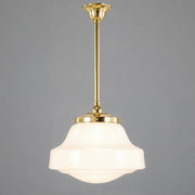 Lincoln Schoolhouse Opal Gloss Glass on Rod Set 3/4" 1/2m, Polished Brass