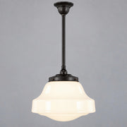 Lincoln Schoolhouse Opal Gloss Glass on Rod Set 3/4" 1/2m, Patina
