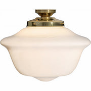 Victorian Schoolhouse 16" Opal Gloss Glass Batten Fix, Polished Brass