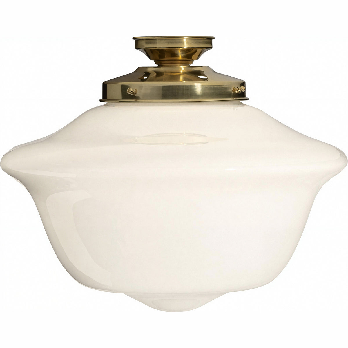 Victorian Schoolhouse 16" Opal Gloss Glass Batten Fix, Polished Brass