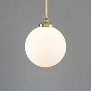 Sphere 12" Opal Matte Glass on Rod Set 3/4" 1/2m, Polished Brass
