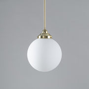 Sphere 10" Opal Matte Glass on Rod Set 1/2" 1/2m, Polished Brass