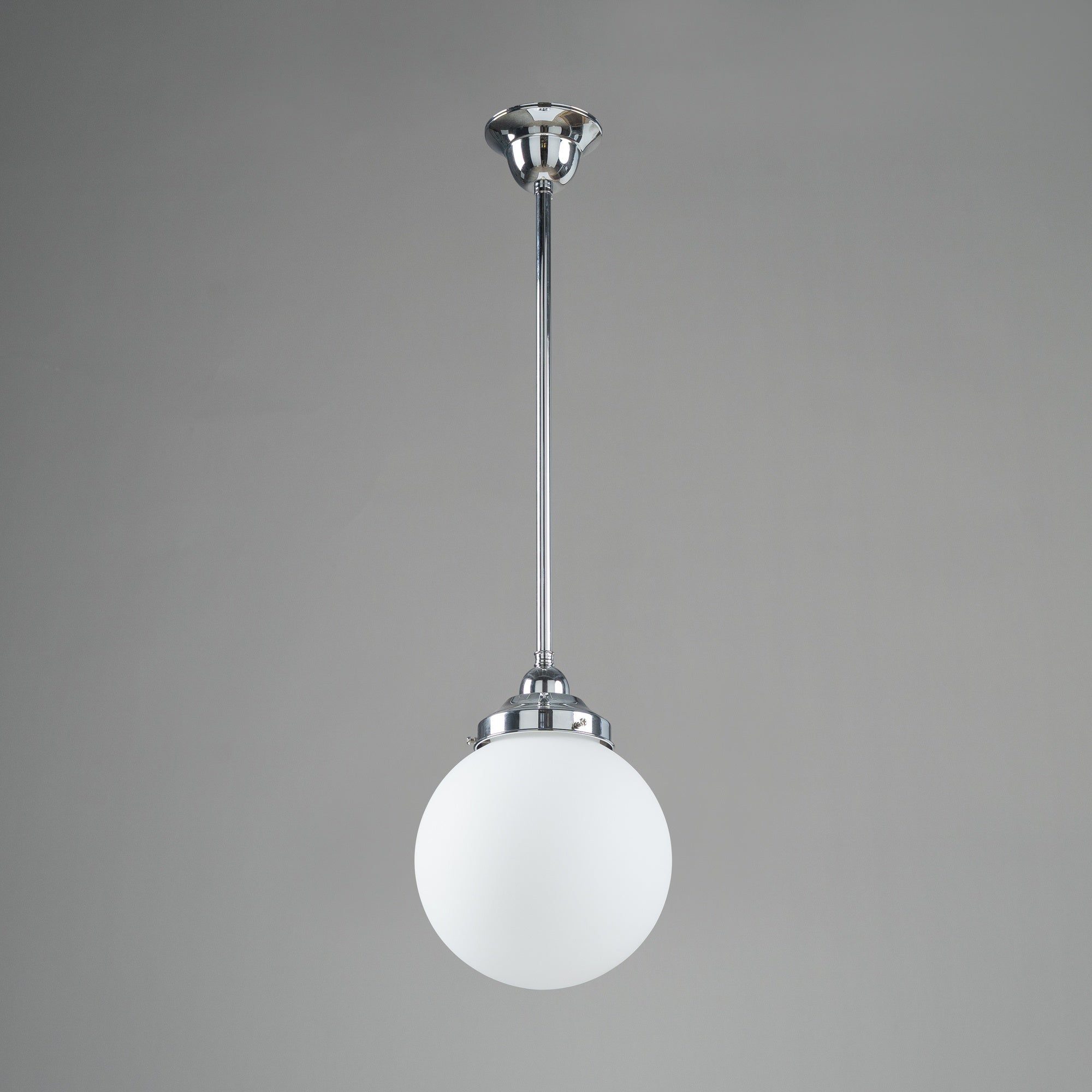 Sphere 8" Opal Matte Glass on Rod Set 1/2" 1/2m, Chrome