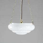 Art Nouveau 14" Opal Gloss on 3 Chain Suspension Polished brass