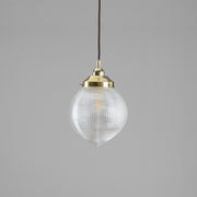 Teardrop Hallophane 8" w Cloth Cord Suspension, Polished Brass