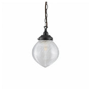 Teardrop Hallophane 8" w Chain Suspension, Patina